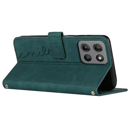 For Motorola Moto G15 4G Case Viewing Stand PU Leather Phone Cover Imprinted Heart Pattern