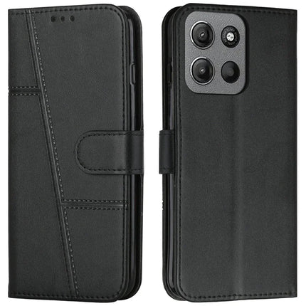 For Motorola Moto G15 4G Case Stand Flip Protective Leather Phone Cover - Black