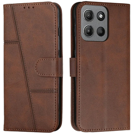 For Motorola Moto G15 4G Case Stand Flip Protective Leather Phone Cover - Brown