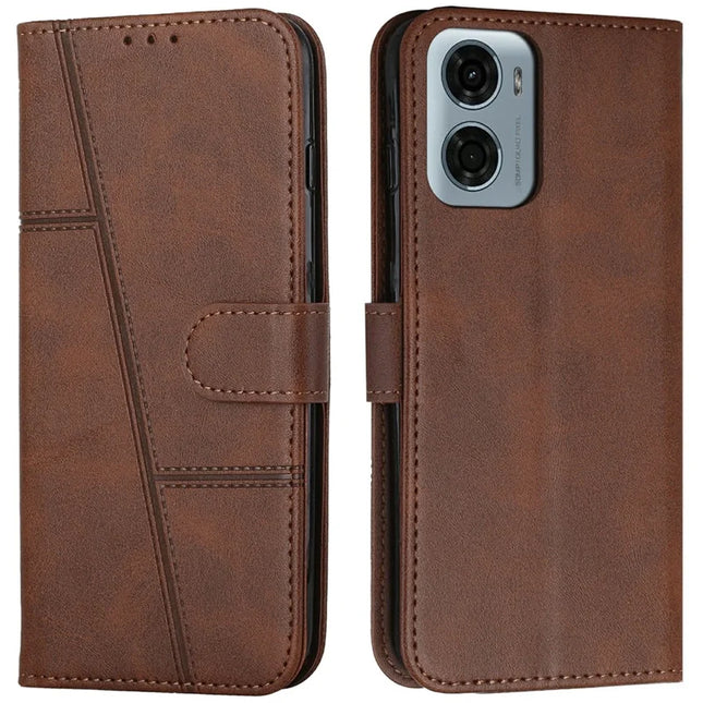 For Motorola Moto G05 4G Case Stand Flip Protective Leather Phone Cover - Brown
