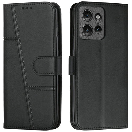 For Motorola Moto G 5G (2025) Case Stand Flip Protective Leather Phone Cover - Black