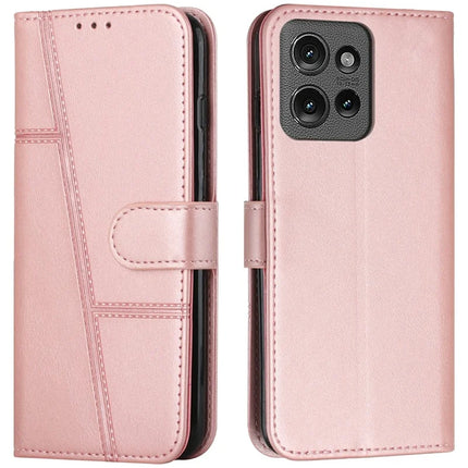 For Motorola Moto G Power (2025) / G Play (2025) 4G Case Stand Flip Protective Leather Phone Cover - Rose Gold