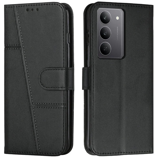 For Realme V60 Pro / C75 Case Stand Flip Protective Leather Phone Cover - Black