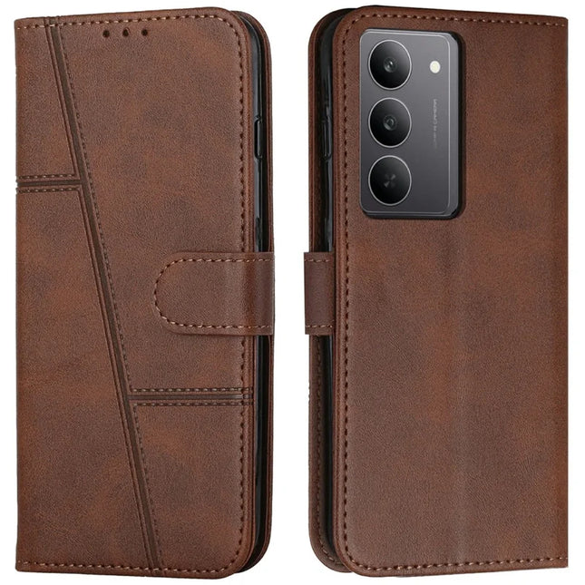 For Realme V60 Pro / C75 Case Stand Flip Protective Leather Phone Cover - Brown