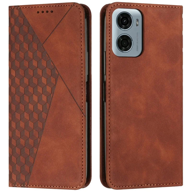 For Motorola Moto G05 4G Phone Cover Imprinted PU Leather Wallet Stand Case - Brown
