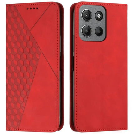 For Motorola Moto G15 4G Phone Cover Imprinted PU Leather Wallet Stand Case - Red