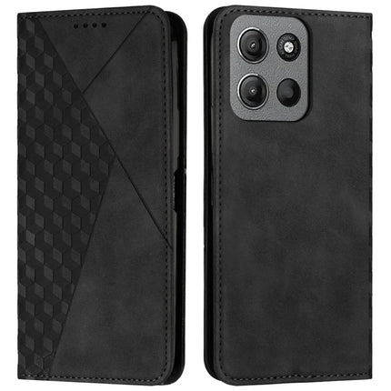 For Motorola Moto G15 4G Phone Cover Imprinted PU Leather Wallet Stand Case - Black