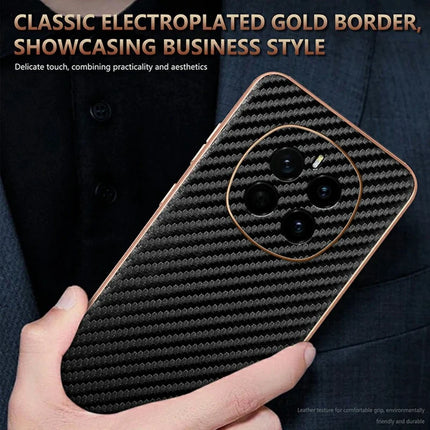 AZNS For Honor Magic7 5G Case Electroplating Carbon Fiber Texture PU + TPU Phone Cover