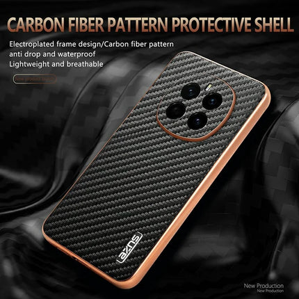 AZNS For Honor Magic7 5G Case Electroplating Carbon Fiber Texture PU + TPU Phone Cover