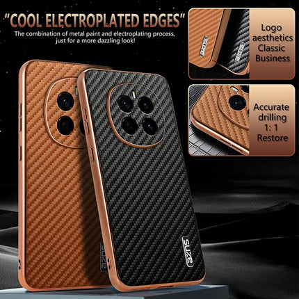 AZNS For Honor Magic7 5G Case Electroplating Carbon Fiber Texture PU + TPU Phone Cover