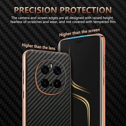 AZNS For Honor Magic7 Pro 5G Case Electroplating Carbon Fiber Texture PU + TPU Phone Cover