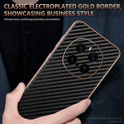 AZNS For Honor Magic7 Pro 5G Case Electroplating Carbon Fiber Texture PU + TPU Phone Cover