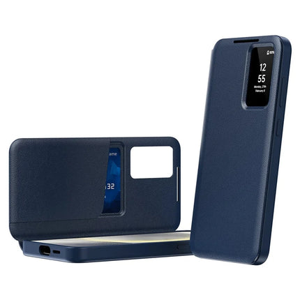 For Samsung Galaxy S23 Leather Phone Case with View Window Card Slot