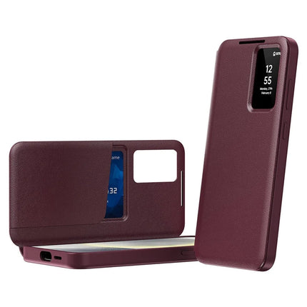 For Samsung Galaxy S23 Leather Phone Case with View Window Card Slot