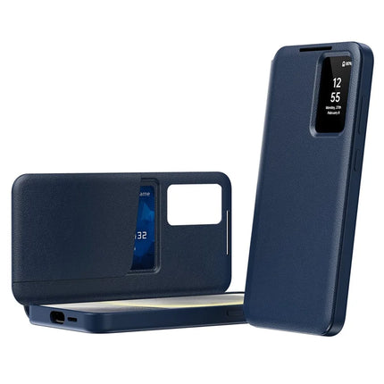 For Samsung Galaxy S23+ Case Leather Phone Cover with View Window Card Slot