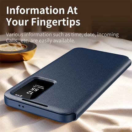 For Samsung Galaxy S23+ Case Leather Phone Cover with View Window Card Slot