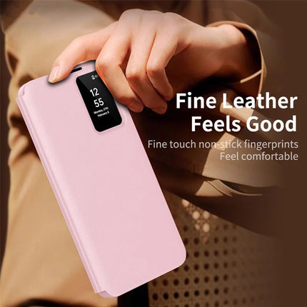 For Samsung Galaxy S23+ Case Leather Phone Cover with View Window Card Slot