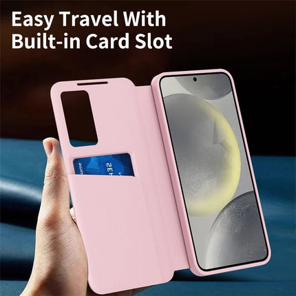 For Samsung Galaxy S23+ Case Leather Phone Cover with View Window Card Slot