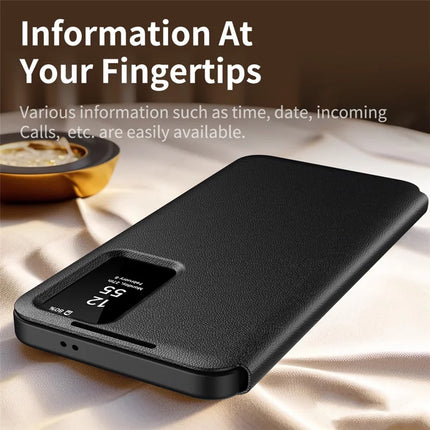 For Samsung Galaxy S23+ Case Leather Phone Cover with View Window Card Slot