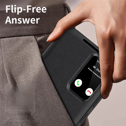 For Samsung Galaxy S23+ Case Leather Phone Cover with View Window Card Slot