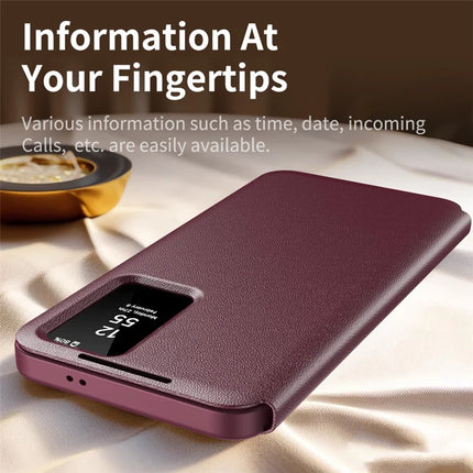 For Samsung Galaxy S23+ Case Leather Phone Cover with View Window Card Slot