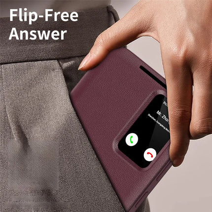 For Samsung Galaxy S23+ Case Leather Phone Cover with View Window Card Slot