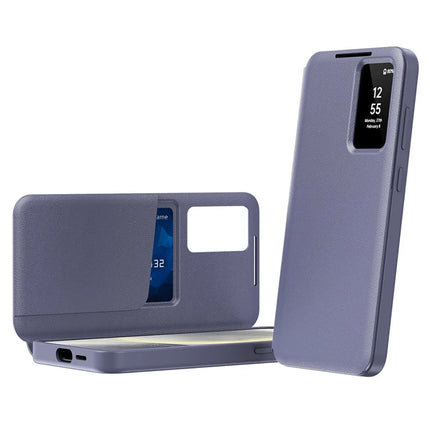 For Samsung Galaxy S23+ Case Leather Phone Cover with View Window Card Slot