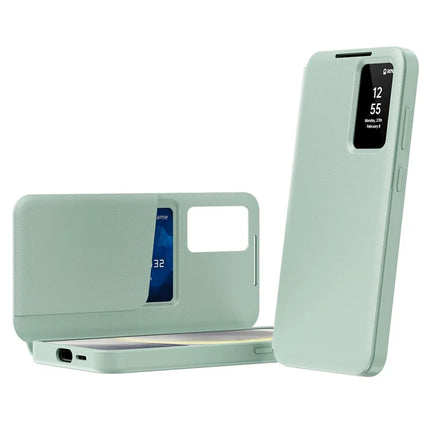 For Samsung Galaxy S23+ Case Leather Phone Cover with View Window Card Slot