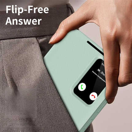 For Samsung Galaxy S23+ Case Leather Phone Cover with View Window Card Slot
