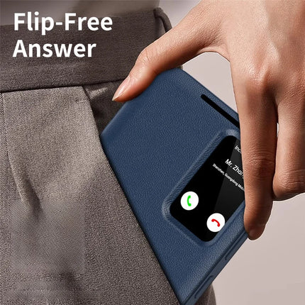 For Samsung Galaxy S22 5G Case Leather Phone Cover with View Window Card Slot