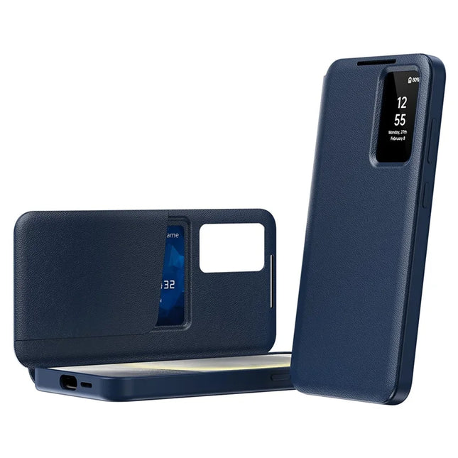 For Samsung Galaxy S22 Ultra 5G Case Leather Phone Cover with View Window Card Slot