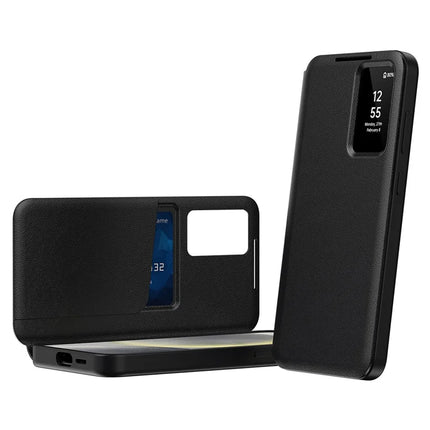For Samsung Galaxy S22 Ultra 5G Smart View Flip Case Card Holder Wallet Cover