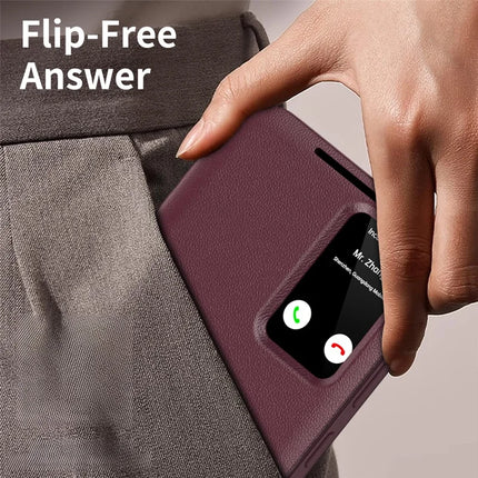 For Samsung Galaxy S22 Ultra 5G Smart View Flip Case Card Holder Wallet Cover