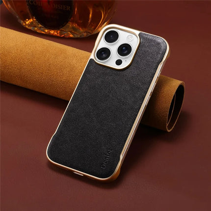 For iPhone 16 Pro Max Case Compatible with MagSafe Genuine Cow Leather + PC Phone Cover