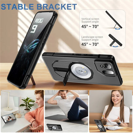 For Asus ROG Phone 9 5G / 9 Pro 5G Case Kickstand Silicone + PC Phone Cover Graphene Heat Dissipation