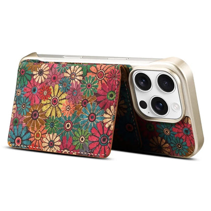 For iPhone 16 Pro Magnetic Case Compatible with MagSafe Pattern Print PU + PC Phone Cover with Card Holder
