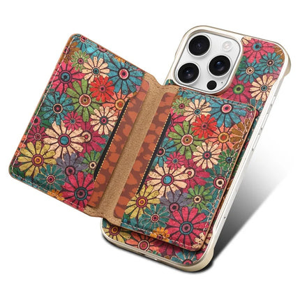 For iPhone 16 Pro Magnetic Case Compatible with MagSafe Pattern Print PU + PC Phone Cover with Card Holder