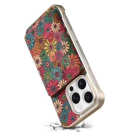 For iPhone 16 Pro Magnetic Case Compatible with MagSafe Pattern Print PU + PC Phone Cover with Card Holder