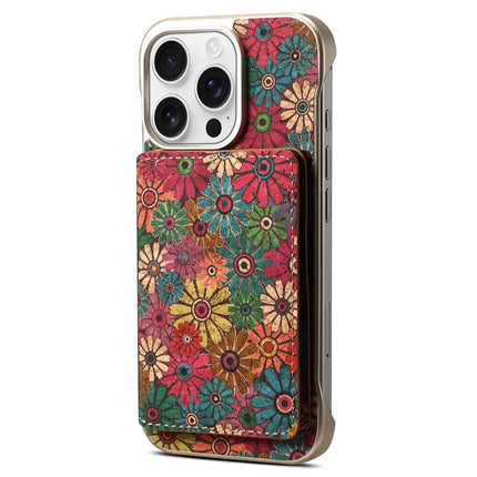 For iPhone 16 Pro Magnetic Case Compatible with MagSafe Pattern Print PU + PC Phone Cover with Card Holder