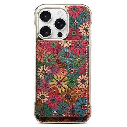 For iPhone 16 Pro Magnetic Case Compatible with MagSafe Pattern Print PU + PC Phone Cover with Card Holder