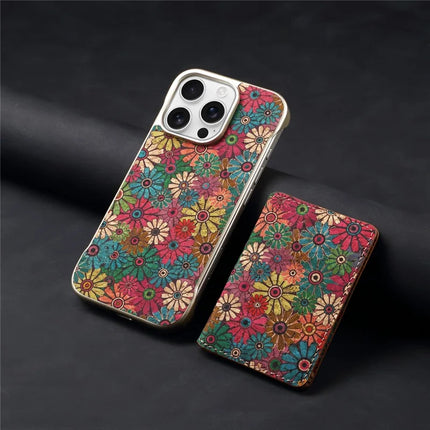 For iPhone 16 Pro Magnetic Case Compatible with MagSafe Pattern Print PU + PC Phone Cover with Card Holder
