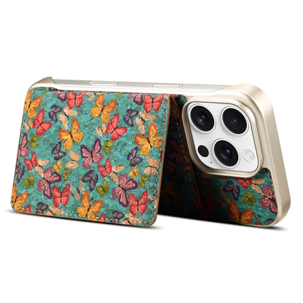 For iPhone 16 Pro Magnetic Case Compatible with MagSafe Pattern Print PU + PC Phone Cover with Card Holder