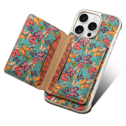 For iPhone 16 Pro Magnetic Case Compatible with MagSafe Pattern Print PU + PC Phone Cover with Card Holder