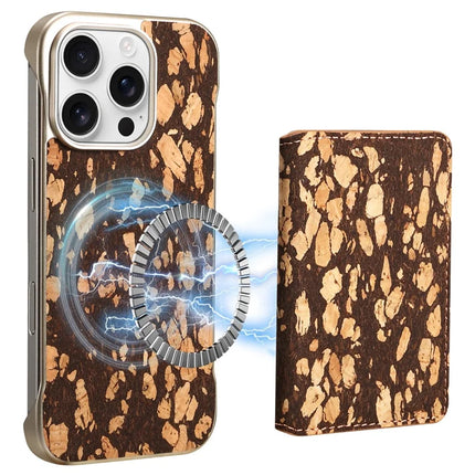 For iPhone 16 Pro Magnetic Case Compatible with MagSafe Pattern Print PU + PC Phone Cover with Card Holder - Black