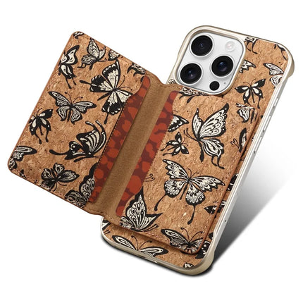 For iPhone 16 Pro Magnetic Case Compatible with MagSafe Pattern Print PU + PC Phone Cover with Card Holder
