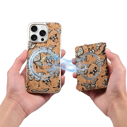 For iPhone 16 Pro Magnetic Case Compatible with MagSafe Pattern Print PU + PC Phone Cover with Card Holder