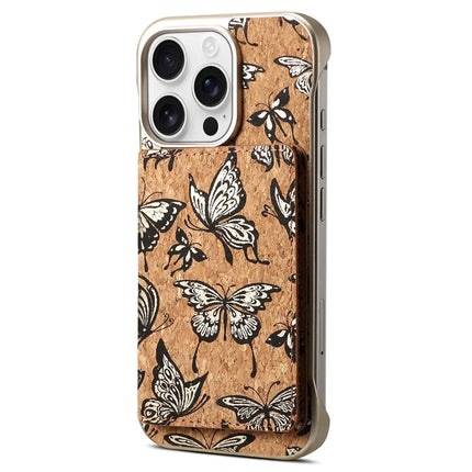 For iPhone 16 Pro Magnetic Case Compatible with MagSafe Pattern Print PU + PC Phone Cover with Card Holder