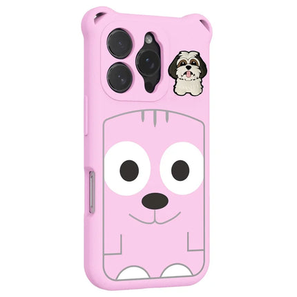 For iPhone 16 Pro Case Cartoon Dog EVA Anti Drop Phone Cover with Camera Lens Cover