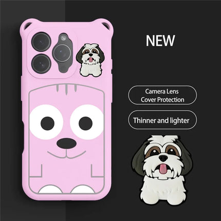 For iPhone 16 Pro Case Cartoon Dog EVA Anti Drop Phone Cover with Camera Lens Cover