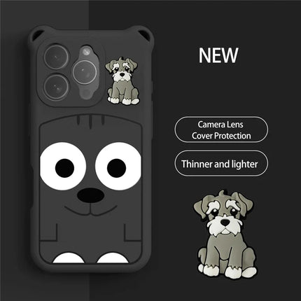 For iPhone 16 Pro Case Cartoon Dog EVA Anti Drop Phone Cover with Camera Lens Cover